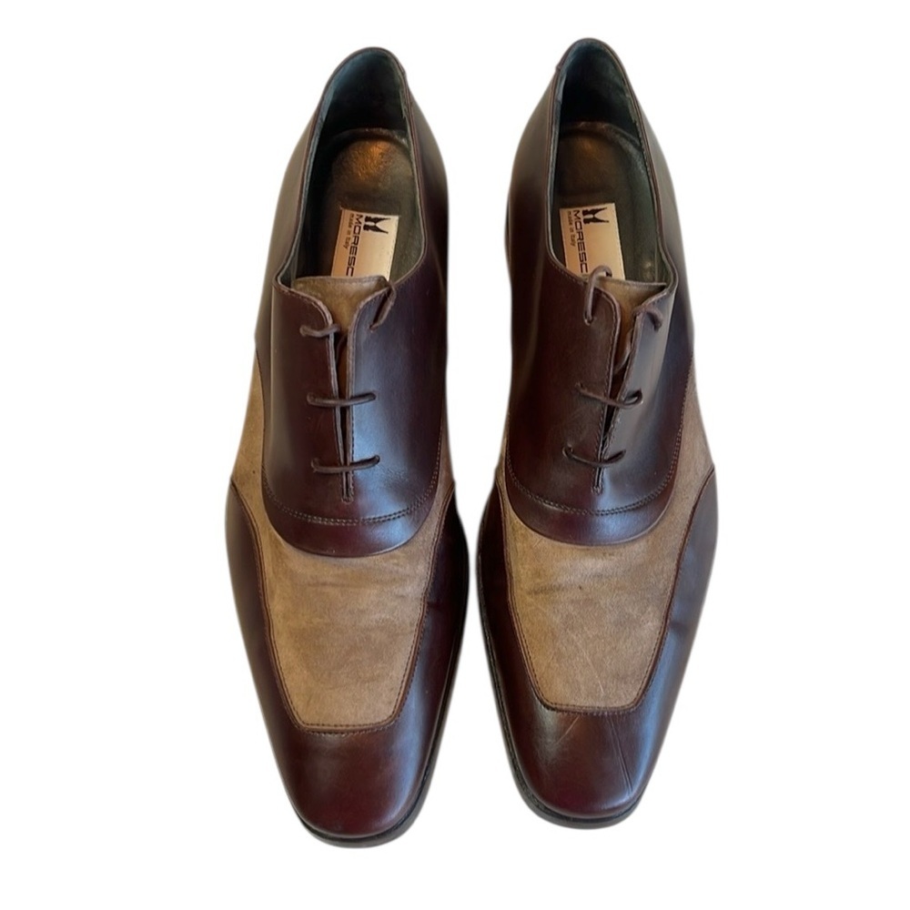 Moreschi Men’s Two Tone Brown/Cream Leather/Suede Oxfords Shoes Size 10 US